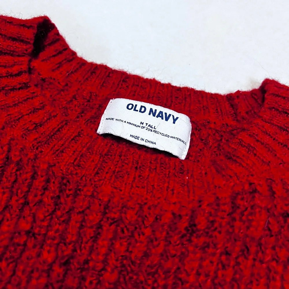 Old Navy Red Black Speckled Flecked‎ Knit Christmas Sweater Medium Tall